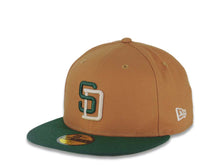 Load image into Gallery viewer, San Diego Padres New Era MLB 59FIFTY 5950 Fitted Cap Hat Brown Crown Green Visor Green/White Logo 1998 World Series Side Patch White UV
