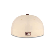 Load image into Gallery viewer, San Diego Padres New Era MLB 59FIFTY 5950 Fitted Cap Hat Cream Crown Maroon Visor Maroon/Metallic Gold Swinging Friar Logo 40th Anniversary Side Patch
