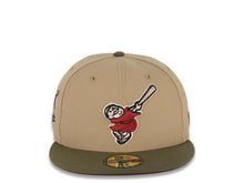 Load image into Gallery viewer, San Diego Padres New Era MLB 59FIFTY 5950 Fitted Cap Hat Khaki Crown Olive Visor Cardinal/Khaki Swinging Friar Logo 40th Anniversary Side Patch
