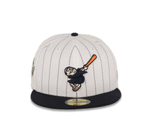 Load image into Gallery viewer, San Diego Padres New Era MLB 59FIFTY 5950 Fitted Cap Hat White Pinstripe Crown Navy Blue Visor Navy Blue/Orange Logo 1998 World Series Side Patch
