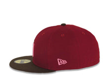 Load image into Gallery viewer, San Diego Padres New Era MLB 59FIFTY 5950 Fitted Cap Hat Cardinal Crown Brown Visor Cream/Dark Pink Logo 40th Anniversary Side Patch Pink UV
