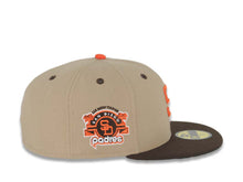 Load image into Gallery viewer, San Diego Padres New Era MLB 59FIFTY 5950 Fitted Cap Hat Khaki Crown Brown Visor Orange/White Logo Stadium Side Patch Green UV
