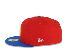 Load image into Gallery viewer, San Diego Padres New Era MLB 59FIFTY 5950 Fitted Cap Hat Red Crown Blue Azure Visor White/Yellow Logo 25th Anniversary Side Patch Yellow UV
