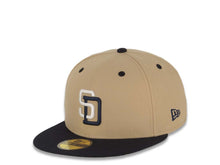 Load image into Gallery viewer, San Diego Padres New Era MLB 59FIFTY 5950 Fitted Cap Hat Khaki Crown Navy Blue Visor White/Navy Blue Logo 40th Anniversary Side Patch Gray UV
