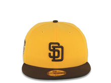 Load image into Gallery viewer, San Diego Padres New Era MLB 59FIFTY 5950 Fitted Cap Hat Yellow Crown Brown Visor Brown Logo Go Padres Established 1969 Side Patch Green UV
