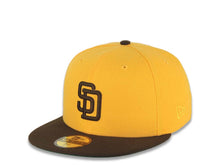 Load image into Gallery viewer, San Diego Padres New Era MLB 59FIFTY 5950 Fitted Cap Hat Yellow Crown Brown Visor Brown Logo Go Padres Established 1969 Side Patch Green UV
