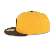 Load image into Gallery viewer, San Diego Padres New Era MLB 59FIFTY 5950 Fitted Cap Hat Yellow Crown Brown Visor Brown Logo Go Padres Established 1969 Side Patch Green UV
