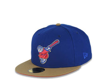 Load image into Gallery viewer, San Diego Padres New Era MLB 59FIFTY 5950 Fitted Cap Hat Light Royal Crown Khaki Visor Metallic Red Swinging Friar Logo 25th Anniversary Side Patch
