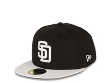 Load image into Gallery viewer, San Diego Padres New Era MLB 59FIFTY 5950 Fitted Cap Hat Black Crown White Visor White Logo 1998 World Series Side Patch
