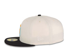 Load image into Gallery viewer, San Diego Padres New Era MLB 59FIFTY 5950 Fitted Cap Hat Cream Crown Black Visor COLOR3 Light Orange/Turquoise 1998 World Series Side Patch
