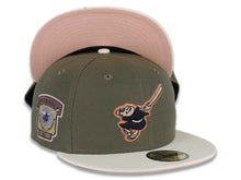 Load image into Gallery viewer, San Diego Padres New Era MLB 59FIFTY 5950 Fitted Cap Hat Olive Crown Cream Visor Metallic Brown/Khaki Swinging Friar Logo 1969 Go Padres Side Patch
