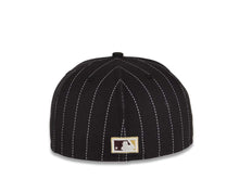 Load image into Gallery viewer, San Diego Padres New Era MLB 59FIFTY 5950 Fitted Cap Hat Black White Pinstripes Crown Maroon Swinging Friar Logo 25th Anniversary Side Patch
