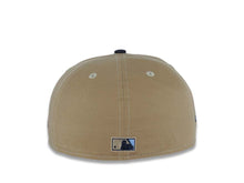 Load image into Gallery viewer, San Diego Padres New Era MLB 59FIFTY 5950 Fitted Cap Hat Khaki Crown Navy Visor Light Brown/Sky Blue Logo 40th Anniversary Side Patch Sky Blue UV
