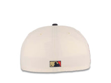 Load image into Gallery viewer, San Diego Padres New Era MLB 59FIFTY 5950 Fitted Cap Hat Cream Crown Navy Blue Visor Navy/Metallic Gold Baseball Club Logo 25th Anniversary Side Patch
