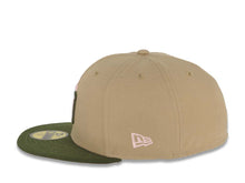 Load image into Gallery viewer, San Diego Padres New Era MLB 59FIFTY 5950 Fitted Cap Hat Khaki Crown Olive Green Visor Pink/Olive Green Logo 1992 All-Star Game Side Patch Pink UV
