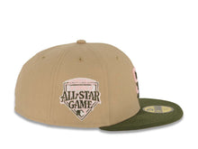 Load image into Gallery viewer, San Diego Padres New Era MLB 59FIFTY 5950 Fitted Cap Hat Khaki Crown Olive Green Visor Pink/Olive Green Logo 1992 All-Star Game Side Patch Pink UV
