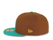 Load image into Gallery viewer, San Diego Padres New Era MLB 59FIFTY 5950 Fitted Cap Hat Brown Crown Teal Visor Gold/Teal Logo 1998 World Series Side Patch Gray UV
