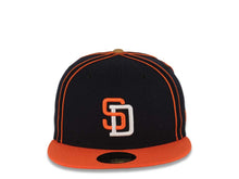 Load image into Gallery viewer, San Diego Padres New Era MLB 59FIFTY 5950 Fitted Cap Hat Navy Crown Orange Piping Orange Visor Orange/White Logo 2016 All-Star Game Side Patch Gray UV
