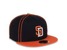 Load image into Gallery viewer, San Diego Padres New Era MLB 59FIFTY 5950 Fitted Cap Hat Navy Crown Orange Piping Orange Visor Orange/White Logo 2016 All-Star Game Side Patch Gray UV
