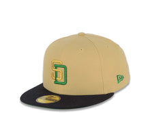 Load image into Gallery viewer, San Diego Padres New Era MLB 59FIFTY 5950 Fitted Cap Hat Vegas Gold Crown Dark Navy Visor Metallic Gold/Metallic Green Logo 1992 All-Star Game Side Patch Green UV
