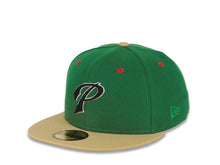 Load image into Gallery viewer, San Diego Padres New Era MLB 59FIFTY 5950 Fitted Cap Hat Kelly Green Crown Vegas Gold Visor Black/White Logo 40th Anniversary Side Patch Red UV

