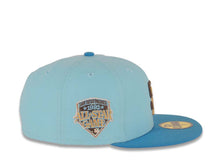 Load image into Gallery viewer, San Diego Padres New Era MLB 59FIFTY 5950 Fitted Cap Hat Sky Blue Crown Royal Blueu Visor Dark Gray/Light Brown Logo 1992 All-Star Game Side Patch
