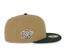 Load image into Gallery viewer, San Diego Padres New Era MLB 59FIFTY 5950 Fitted Cap Hat Khaki Crown Dark Green Visor Khaki/Light Teal Logo 1998 World Series Side Patch Sky Blue UV
