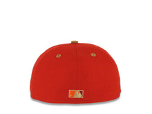 Load image into Gallery viewer, San Diego Padres New Era MLB 59FIFTY 5950 Fitted Cap Hat Red Crown Wheat Visor Wheat/Orange Logo 25th Anniversary Side Patch Cardinal UV
