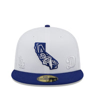 Load image into Gallery viewer, Los Angeles Dodgers New Era MLB 59FIFTY 5950 Fitted Cap Hat White Crown Royal Blue Visor Flawless Team Color Logo (State Map)
