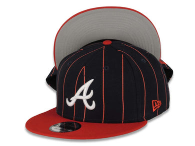 Atlanta Braves New Era MLB 9FIFTY 950 Snapback Cap Hat Navy Blue/Red Pinstripe Crown Red Visor White Logo