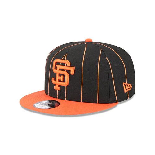 San Francisco Giants New Era MLB 9FIFTY 950 Snapback Cap Hat Black Pinstripe Crown Orange Visor Orange Logo