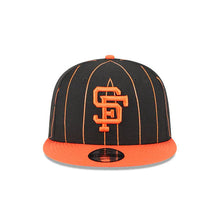 Load image into Gallery viewer, San Francisco Giants New Era MLB 9FIFTY 950 Snapback Cap Hat Black Pinstripe Crown Orange Visor Orange Logo
