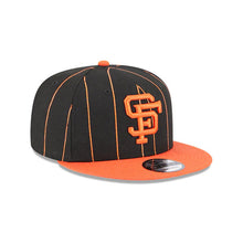 Load image into Gallery viewer, San Francisco Giants New Era MLB 9FIFTY 950 Snapback Cap Hat Black Pinstripe Crown Orange Visor Orange Logo
