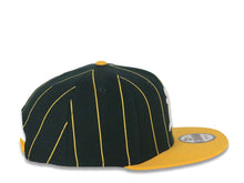 Load image into Gallery viewer, Oakland A&#39;s Athletics New Era MLB 9FIFTY 950 Snapback Cap Hat Dark Green/Yellow Pinstripe Crown Yellow Visor White Logo
