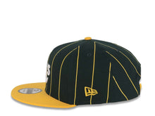 Load image into Gallery viewer, Oakland A&#39;s Athletics New Era MLB 9FIFTY 950 Snapback Cap Hat Dark Green/Yellow Pinstripe Crown Yellow Visor White Logo
