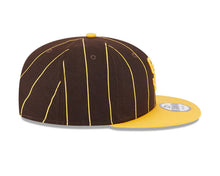 Load image into Gallery viewer, San Diego Padres New Era MLB 9FIFTY 950 Snapback Cap Hat Brown Pinstripe Crown Yellow Visor Yellow Logo
