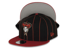 Load image into Gallery viewer, Arizona Diamondbacks New Era MLB 9FIFTY 950 Snapback Cap Hat Black/Cardinal Pinstripe Crown Cardinal Visor Team Color Snake Logo
