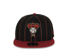 Load image into Gallery viewer, Arizona Diamondbacks New Era MLB 9FIFTY 950 Snapback Cap Hat Black/Cardinal Pinstripe Crown Cardinal Visor Team Color Snake Logo
