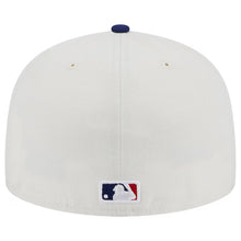 Load image into Gallery viewer, Los Angeles New Era 59FIFTY 5950 Fitted Cap Hat Cream Crown Royal Blue Visor Royal Blue Logo 1988 World Series Side Patch

