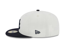 Load image into Gallery viewer, Atlanta Braves New Era MLB 59FIFTY 5950 Fitted Cap Hat Cream Crown Navy Visor Navy Logo 1995 World Series Side Patch
