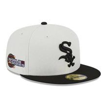 Load image into Gallery viewer, Chicago White Sox New Era MLB 59FIFTY 5950 Fitted Cap Hat Cream Crown Black Visor Black Logo 2005 World Series Side Patch
