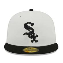 Load image into Gallery viewer, Chicago White Sox New Era MLB 59FIFTY 5950 Fitted Cap Hat Cream Crown Black Visor Black Logo 2005 World Series Side Patch
