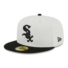 Load image into Gallery viewer, Chicago White Sox New Era MLB 59FIFTY 5950 Fitted Cap Hat Cream Crown Black Visor Black Logo 2005 World Series Side Patch
