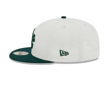 Load image into Gallery viewer, Oakland A&#39;s Athletics New Era MLB 59FIFTY 5950 Fitted Cap Hat Cream Crown Green Visor Green Logo 1989 World Series Side Patch
