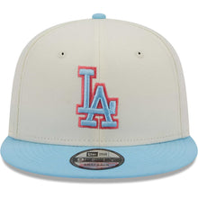 Load image into Gallery viewer, Los Angeles Dodgers New Era MLB 9FIFTY 950 Snapback Cap Hat Cream Crown Sky Blue Visor Sky Blue/Pink Logo (2-Tone Color Pack)
