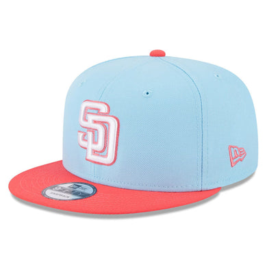 San Diego Padres New Era MLB 9FIFTY 950 Snapback Cap Hat Sky Blue Crown Pink Visor White/Pink Logo (2-Tone Color Pack)
