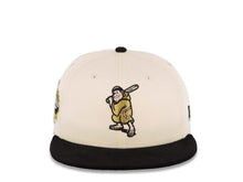Load image into Gallery viewer, (Corduroy) San Diego Padres New Era MLB 59FIFTY 5950 Fitted Cap Hat Cream Crown Black Visor Metallic Gold/Silver Batting Friar Logo Established 1969
