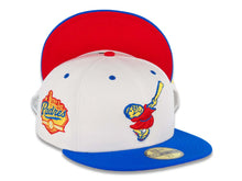 Load image into Gallery viewer, San Diego Padres New Era MLB 59FIFTY 5950 Fitted Cap Hat White Crown Blue Visor Red/Yellow Swinging Friar Logo Established 1969 Side Patch
