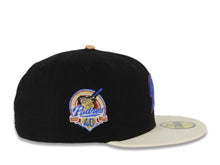 Load image into Gallery viewer, San Diego Padres New Era MLB 59FIFTY 5950 Fitted Cap Hat Black Canvas Crown Cream Visor Metallic Blue/Metallic Red Logo 40th Anniversary Side Patch
