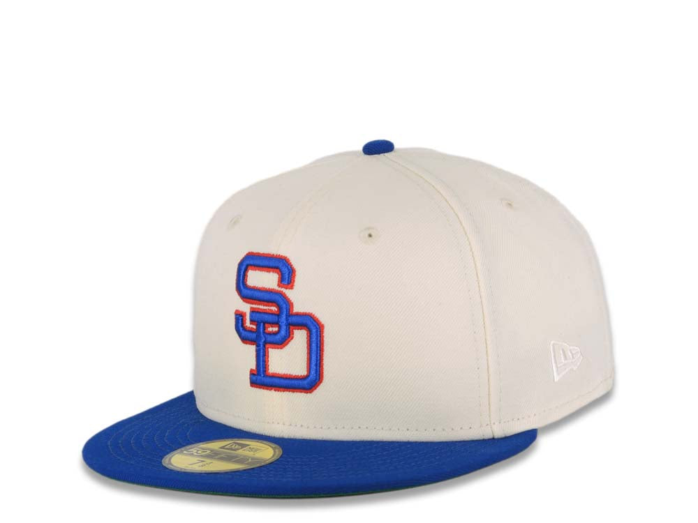 San Diego Padres New Era MLB 59FIFTY 5950 Fitted Cap Hat Royal Blue Crown/Visor Yellow/White Cooperstown Logo 1984 World Series Side Patch 7 1/8